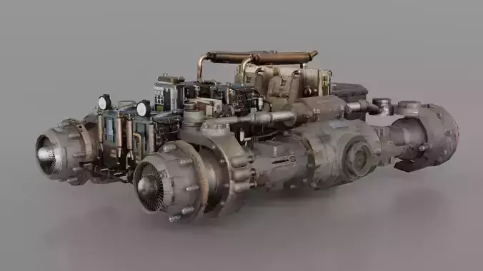 Dystopian Sci-Fi Junkyard Speeder 3D model