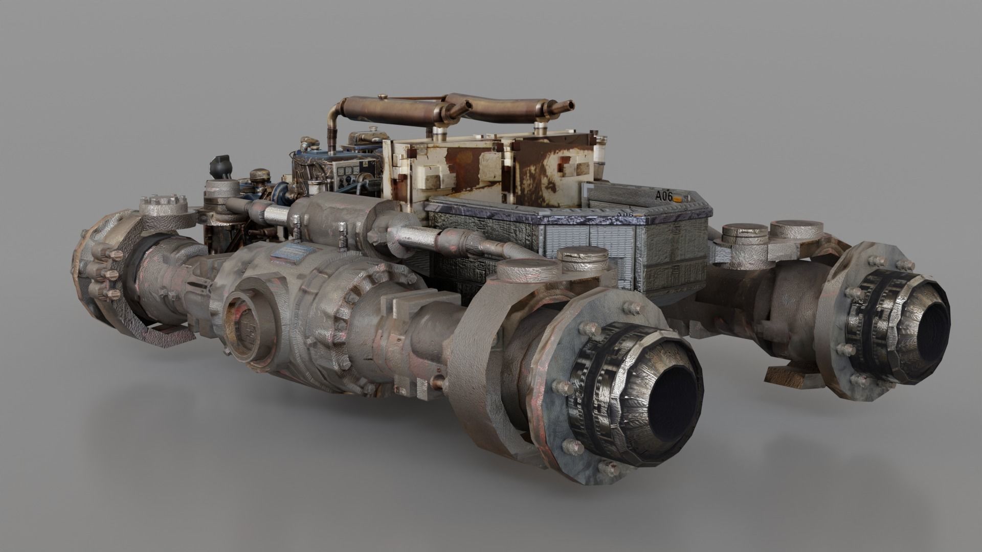 Dystopian Sci-Fi Junkyard Speeder 3D model_1