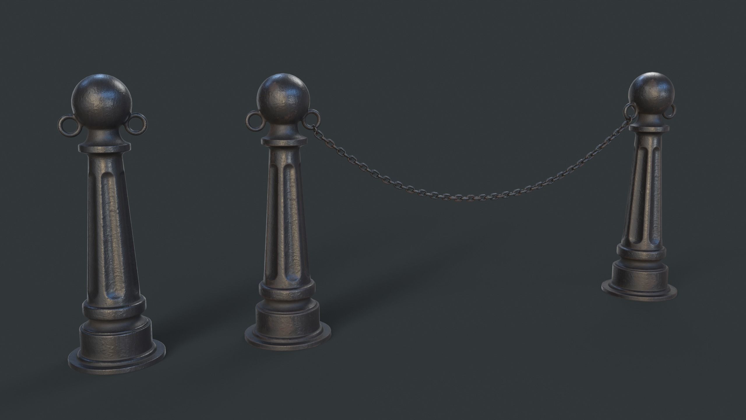 Street Bollard 06 PBR Game Ready Low-poly 3D model_1