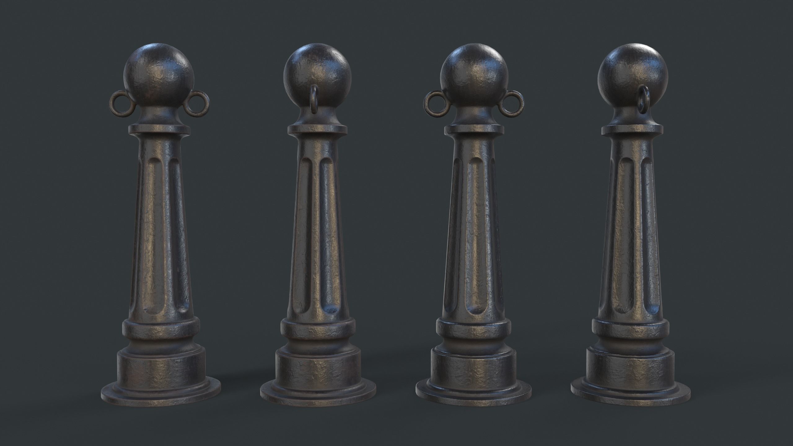 Street Bollard 06 PBR Game Ready Low-poly 3D model_10