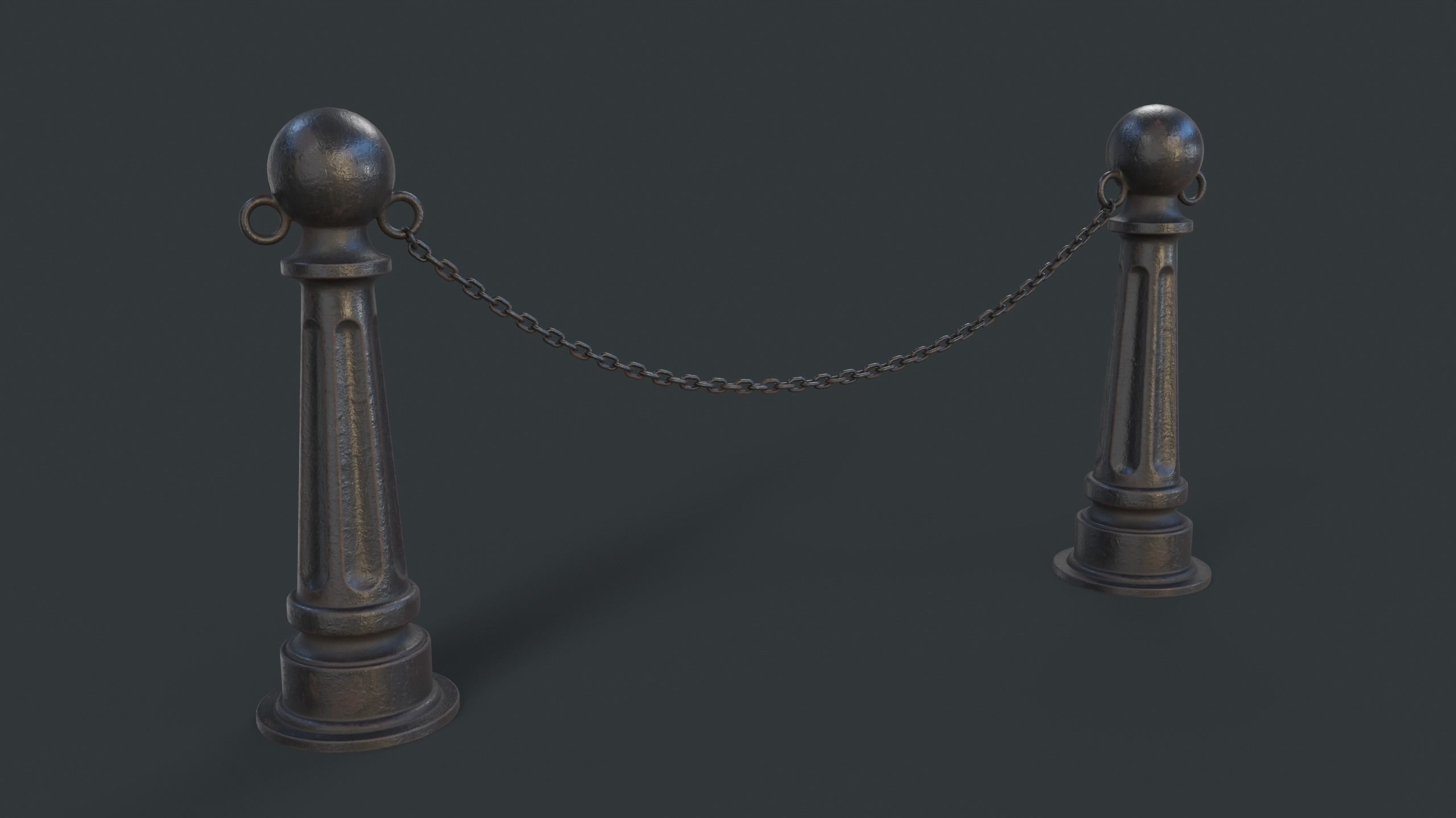 Street Bollard 06 PBR Game Ready Low-poly 3D model_5