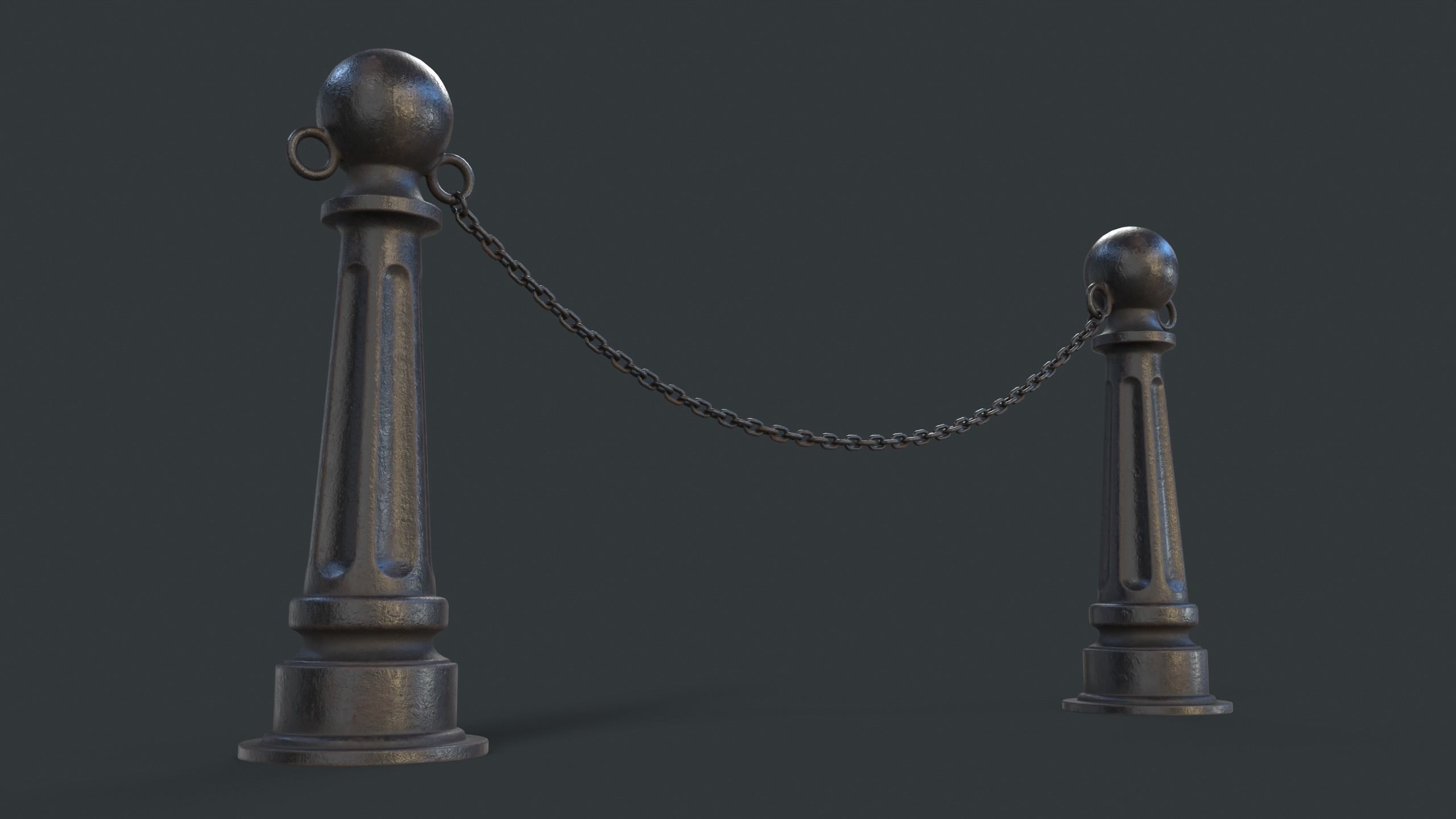 Street Bollard 06 PBR Game Ready Low-poly 3D model_4