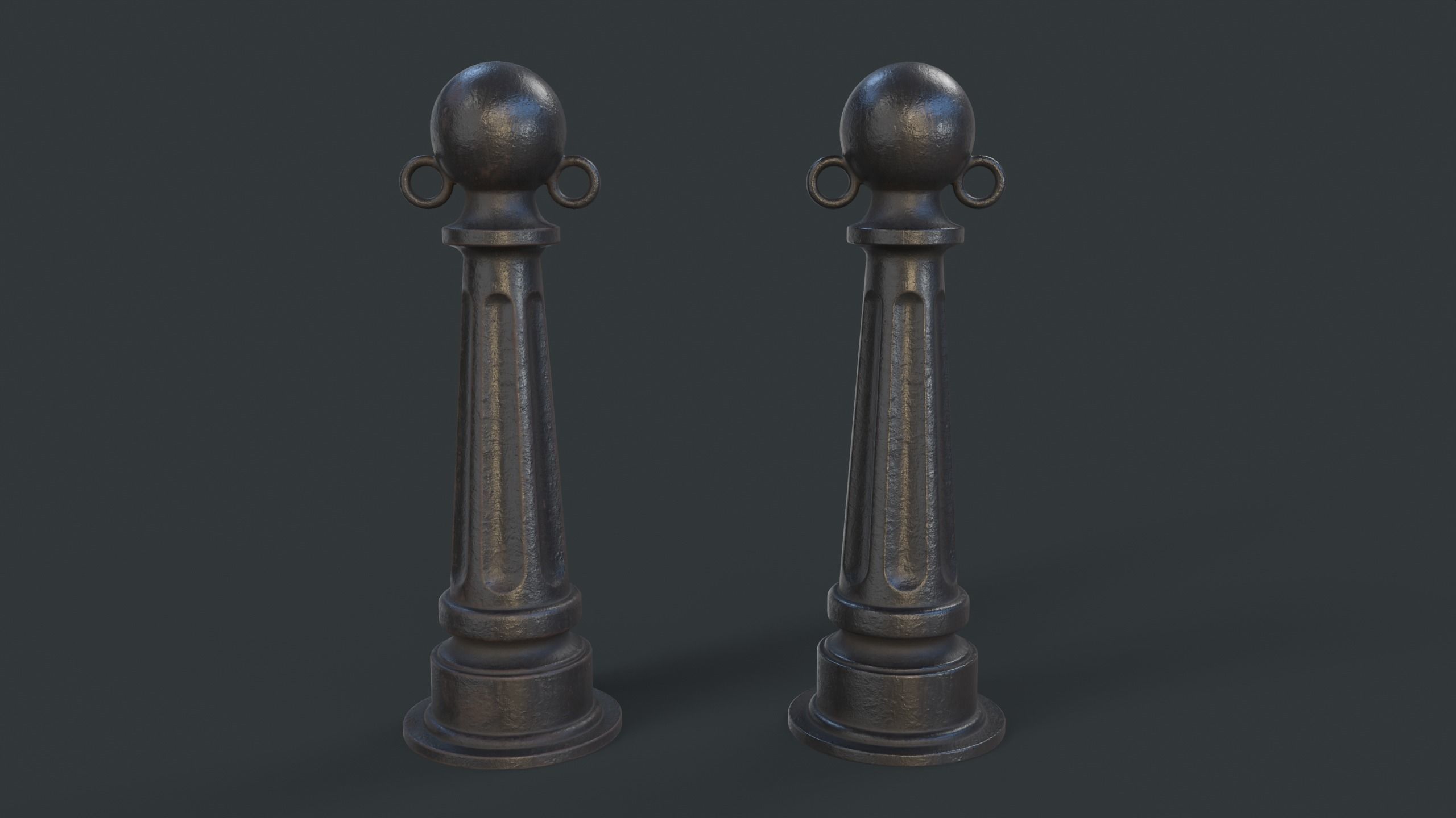 Street Bollard 06 PBR Game Ready Low-poly 3D model_6