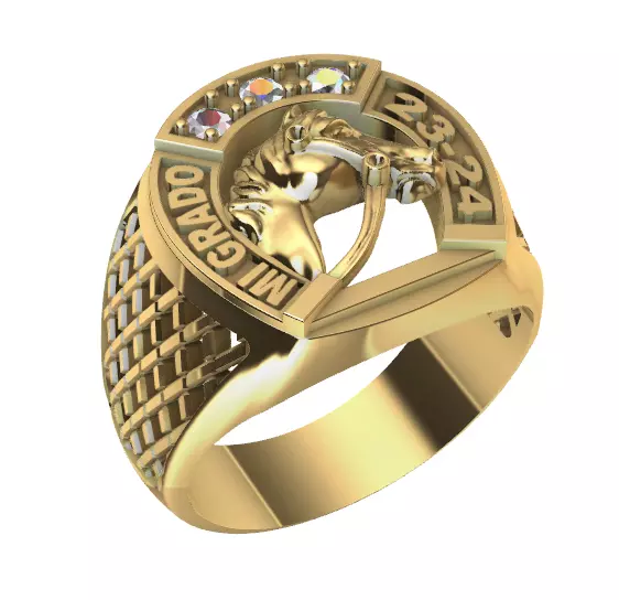 HORSESHOE RING WITH HORSE - ANILLO HERRADURA Y CABALLO 3D print model_0