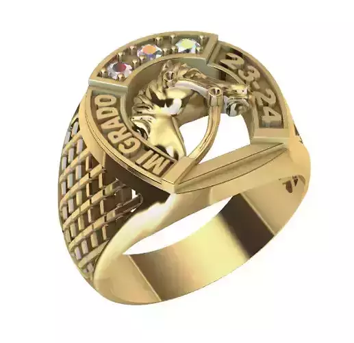 HORSESHOE RING WITH HORSE - ANILLO HERRADURA Y CABALLO