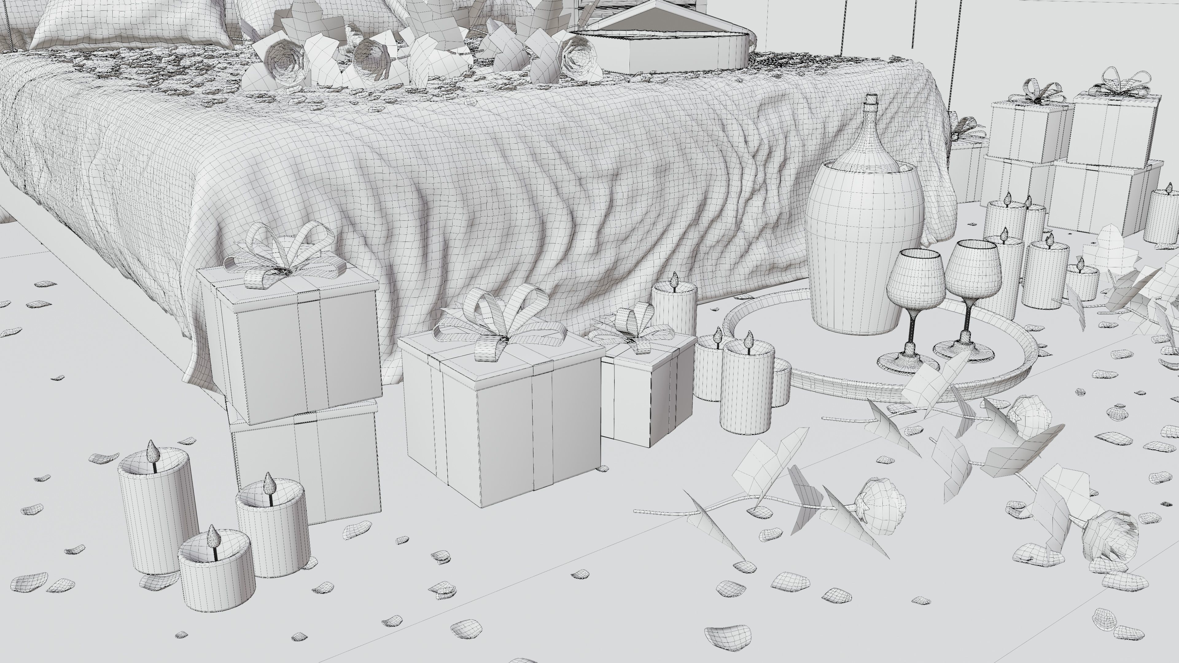 Valentines day Bedroom 3D model_11