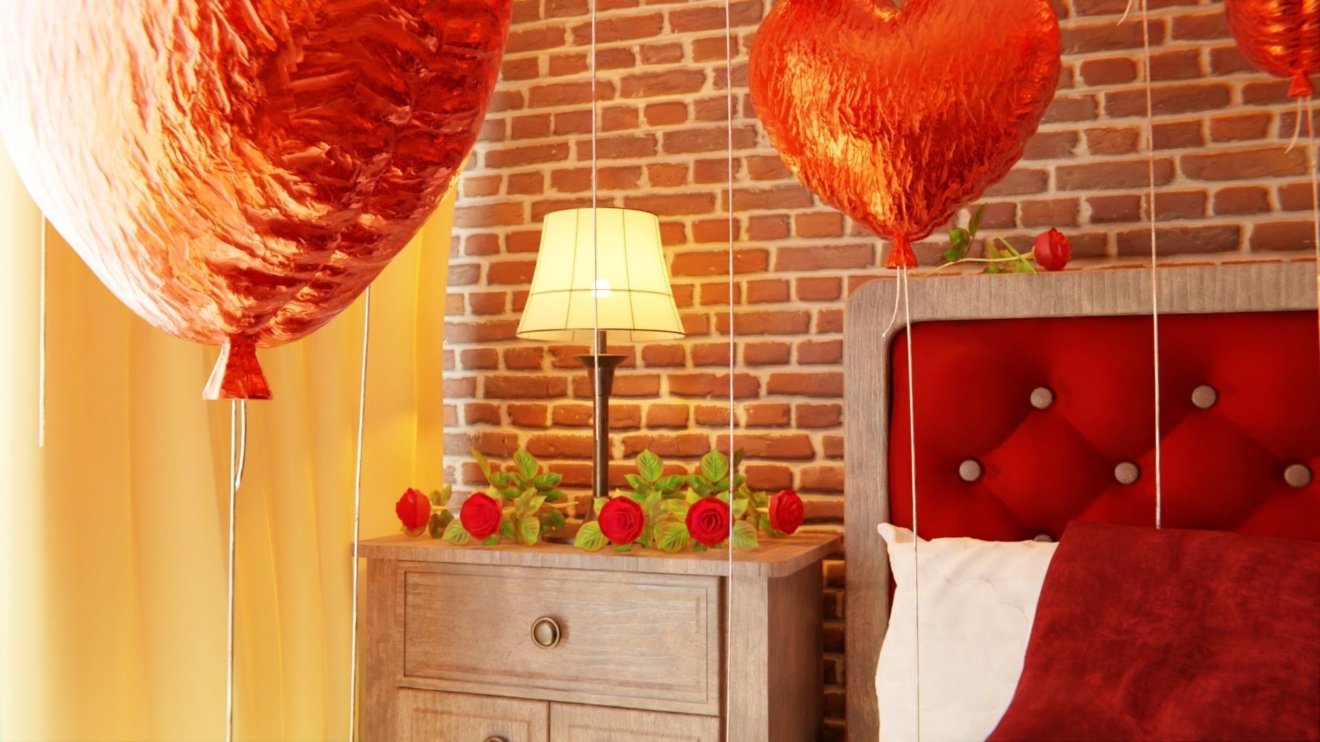 Valentines day Bedroom 3D model_6