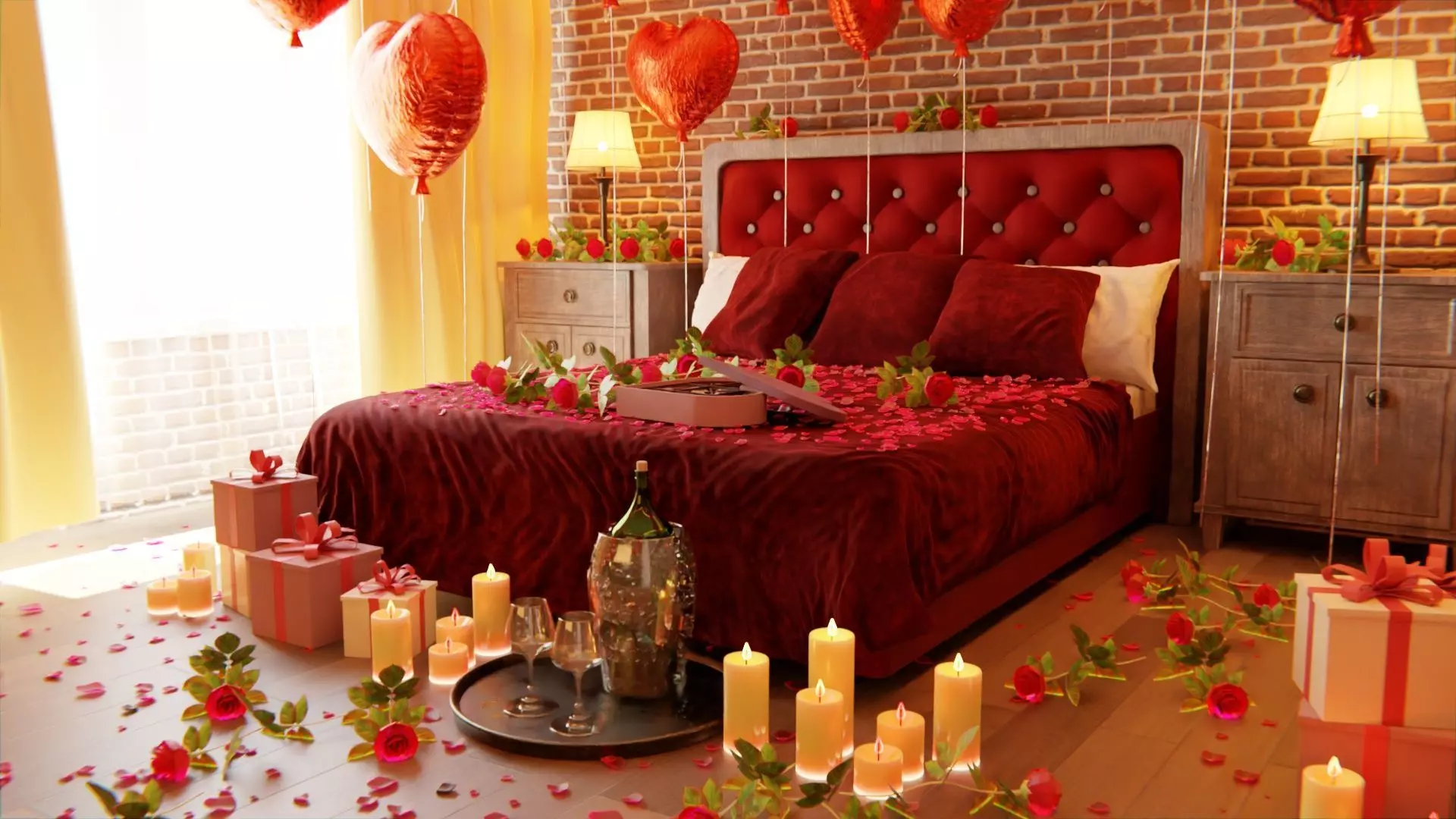 Valentines day Bedroom 3D model_0