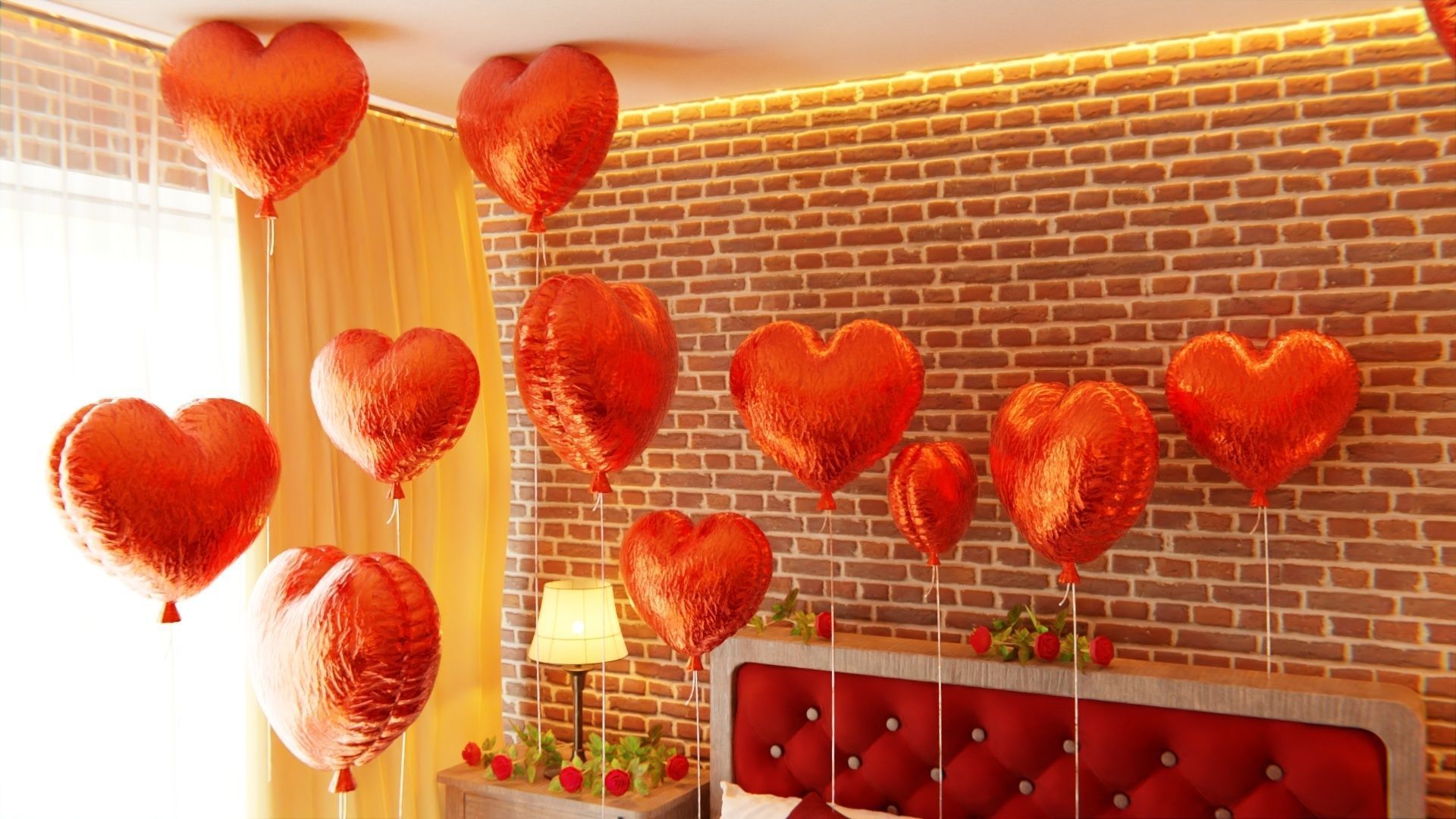 Valentines day Bedroom 3D model_3