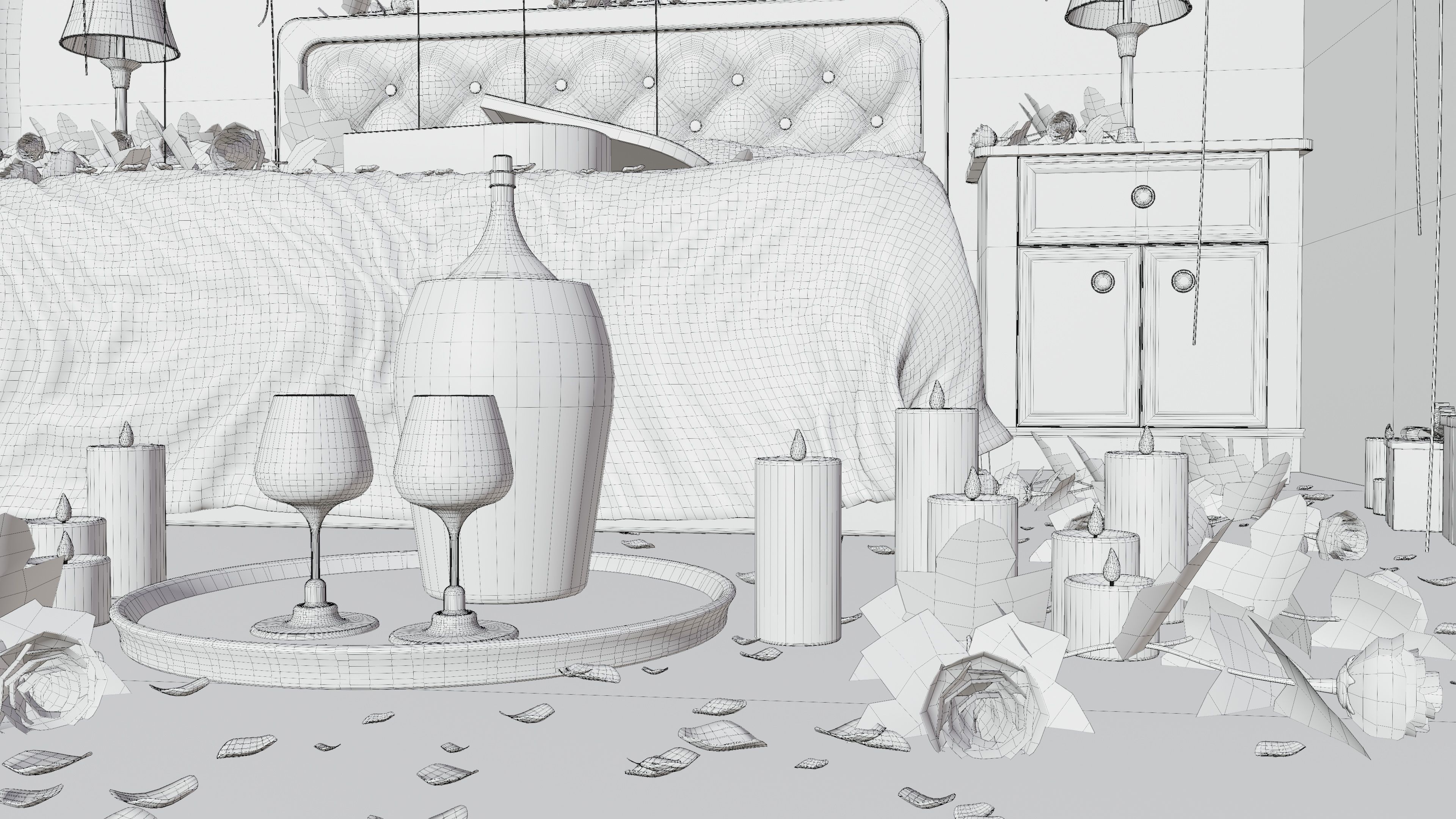 Valentines day Bedroom 3D model_12