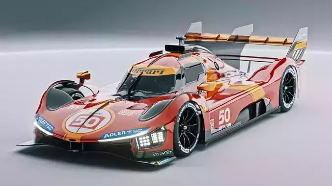 ferrari 499p le mans hypercar Low-poly 3D model
