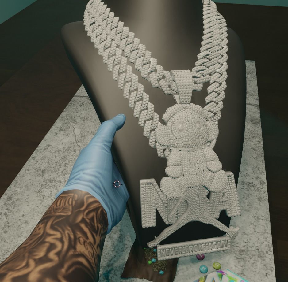 NBA YOUNGBOY MONKEY PENDANT CHAIN Low-poly 3D model_1