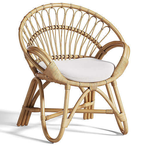 Round Rattan Loop Armchair 3D model