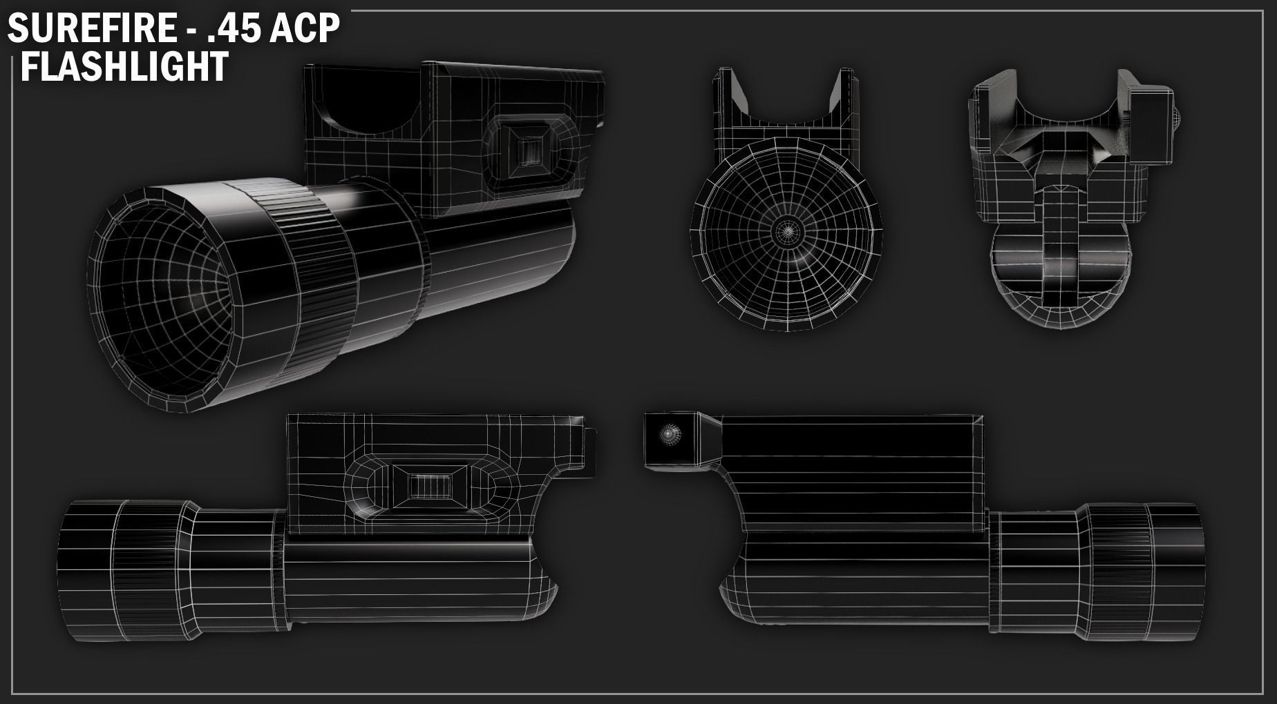 Surefire 310R Weapon Light - 45 ACP Low-poly 3D model_4