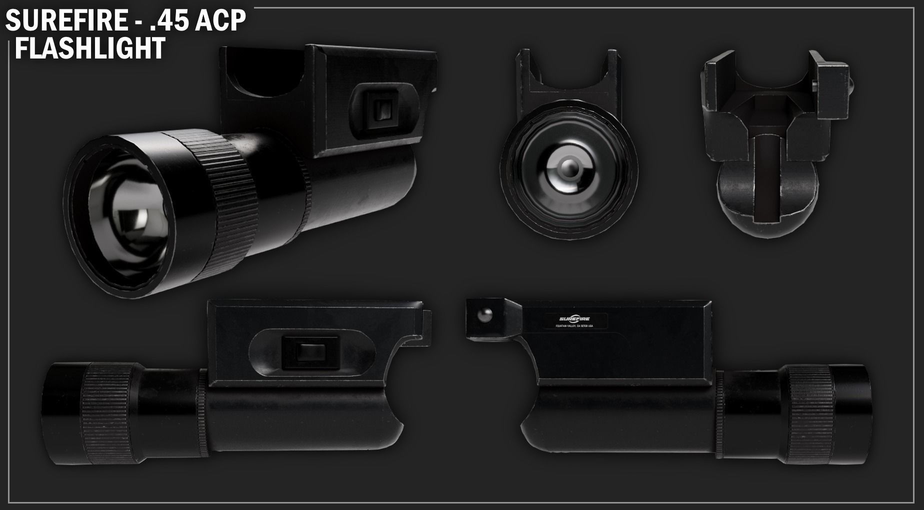 Surefire 310R Weapon Light - 45 ACP Low-poly 3D model_3