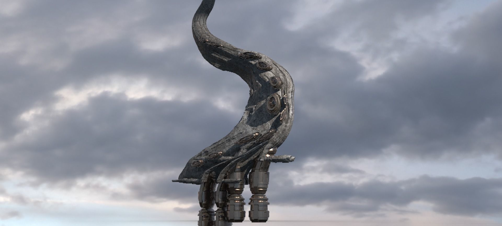 Alien meteor rock Sickle curved 3D model_1