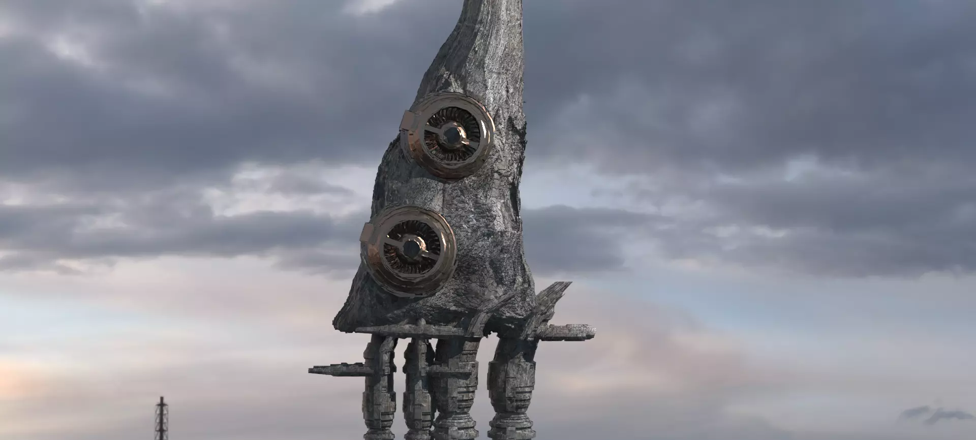Alien asteroid gears 3D model