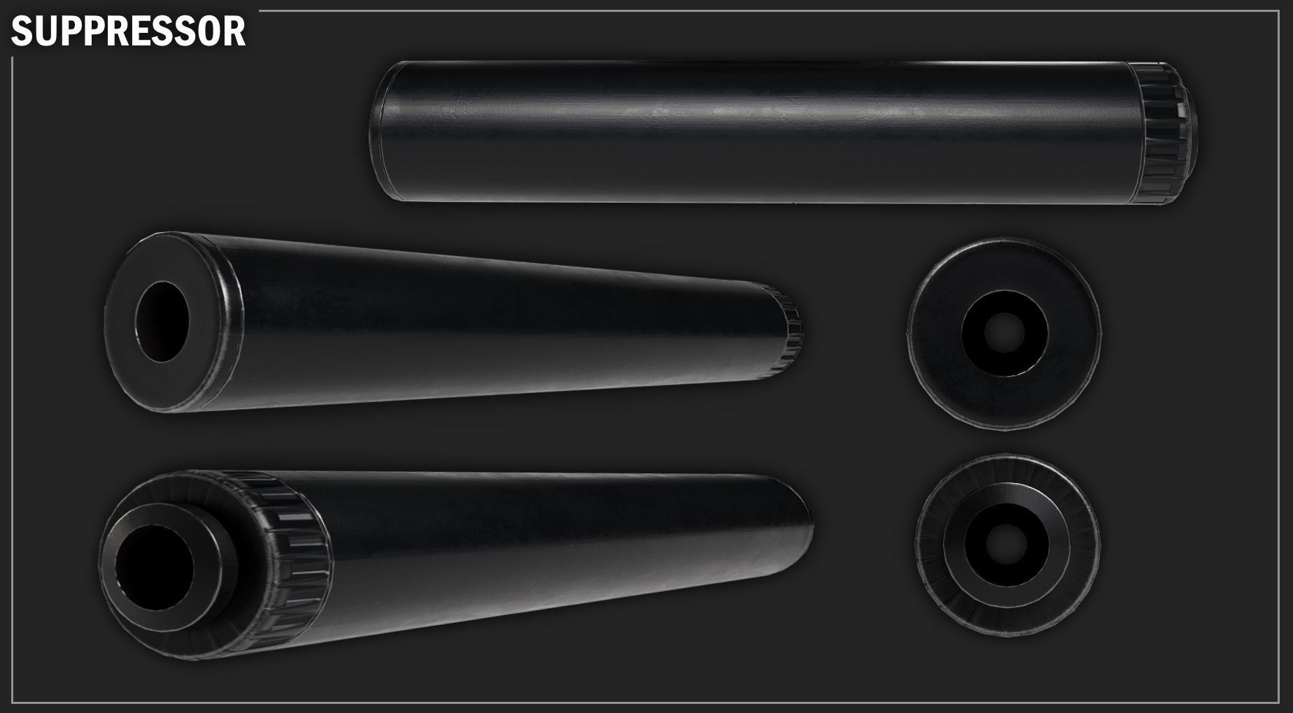 Pistol Suppressor Low-poly 3D model_2