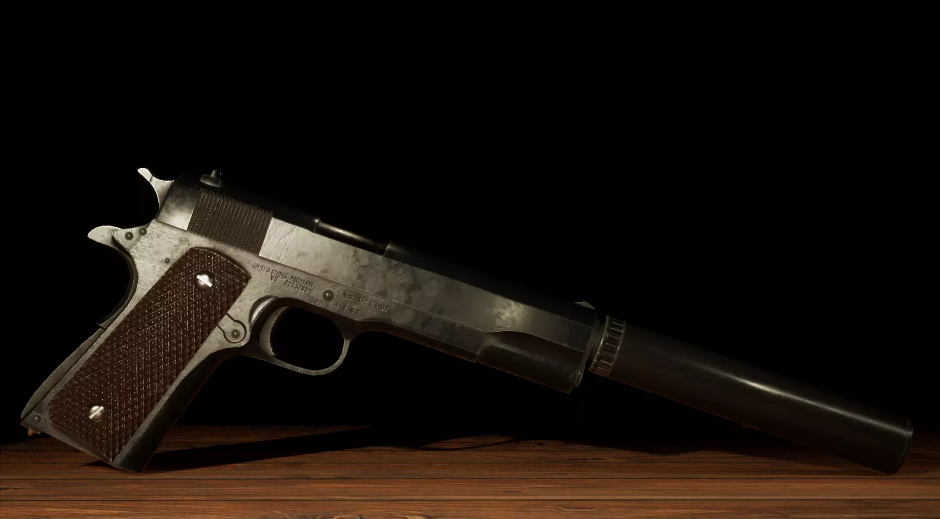 Pistol Suppressor Low-poly 3D model_0