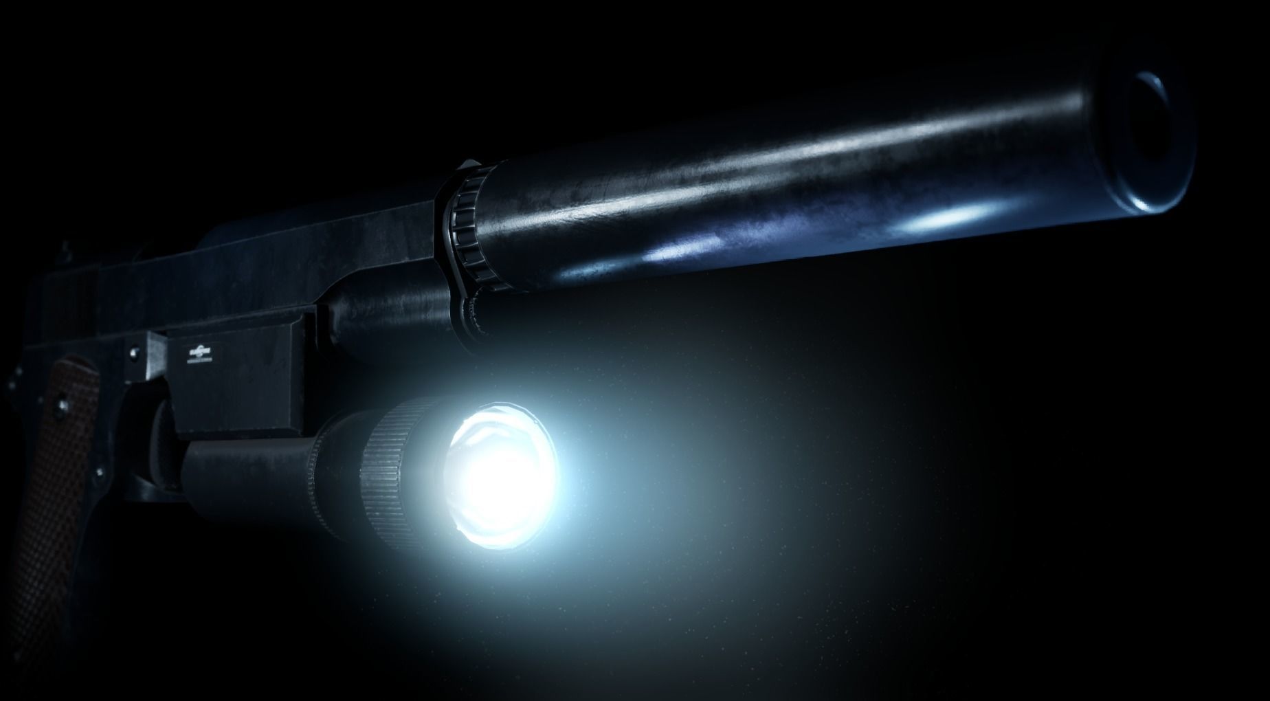 Pistol Suppressor Low-poly 3D model_1