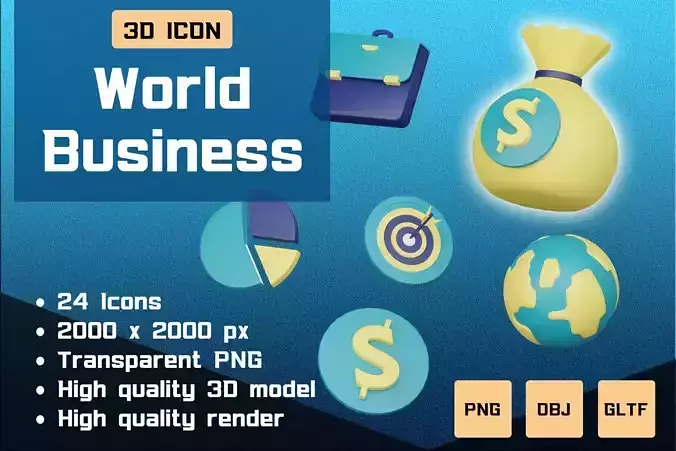 3D Icons Pack - Business 