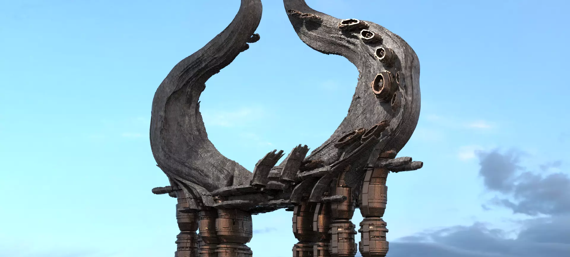 Alien meteor arch rocks 3D model_0