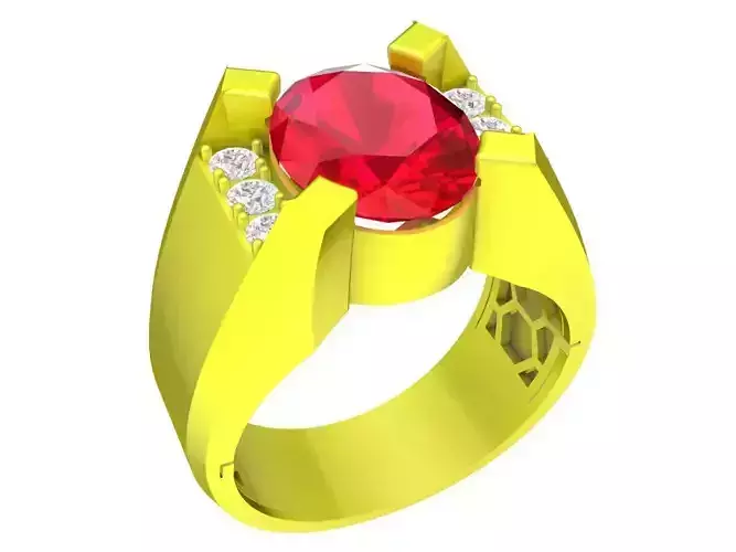 A7532 Korean Style Diamond Men Ring 3D Model