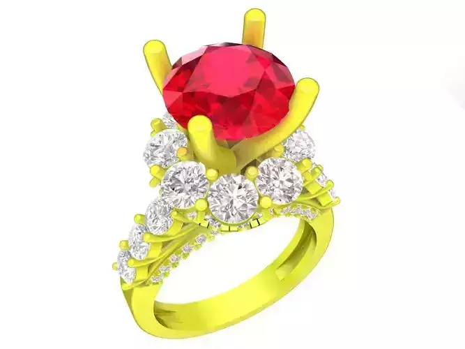 A7541 Hongkong Style Diamond Women Ring 3D Model