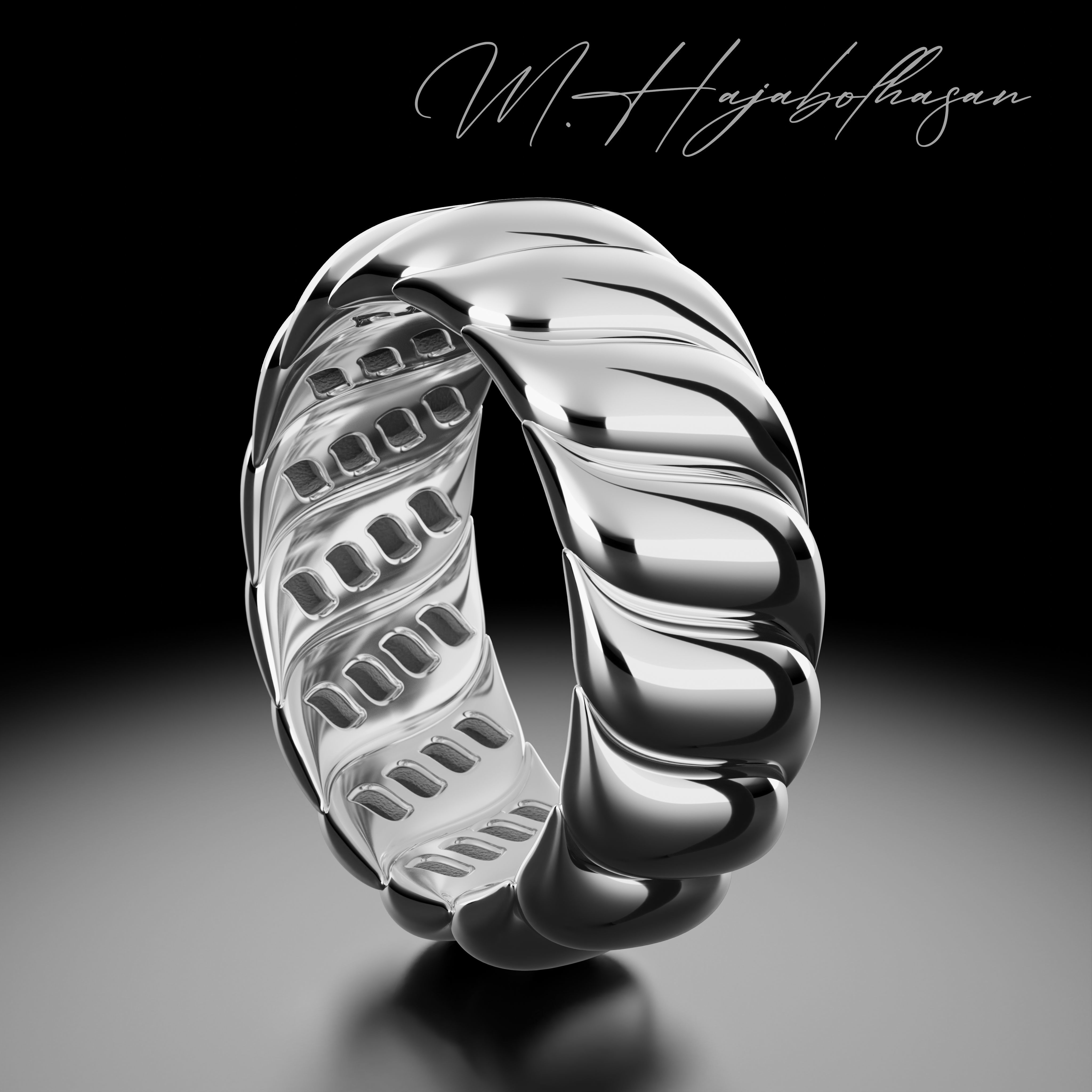 Lustrous harmony ring 3D print model_4