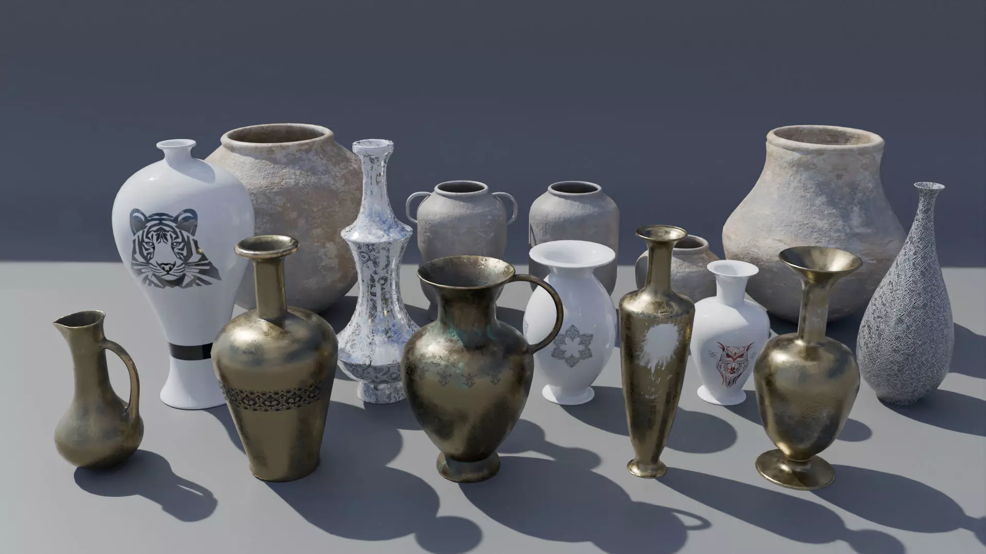 Vase Collection - 15 bundle PBR Free low-poly 3D model