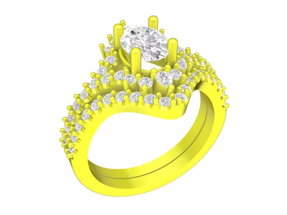 A7561 Luxury Korean Style Diamond Women Ring 3D print model