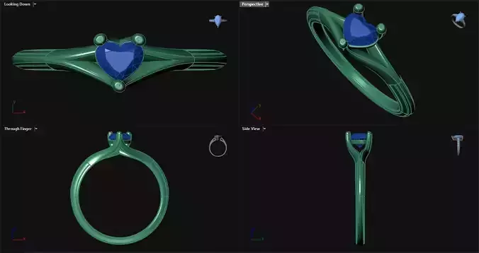 Heart Split Engagement Ring  3D print model