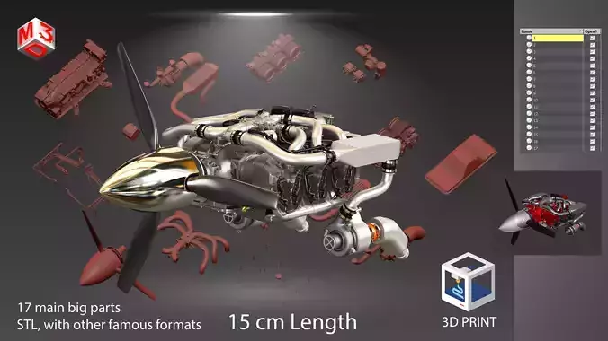 Continental IO 550 engine - Ready for 3d Print - Special Edition 3D print model