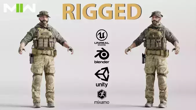 CAPTAIN PRICE from Call Of Duty RIGGED 3D model