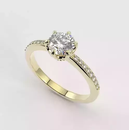 Engagement ring crown head - solitario con cabeza de corona 3D print model