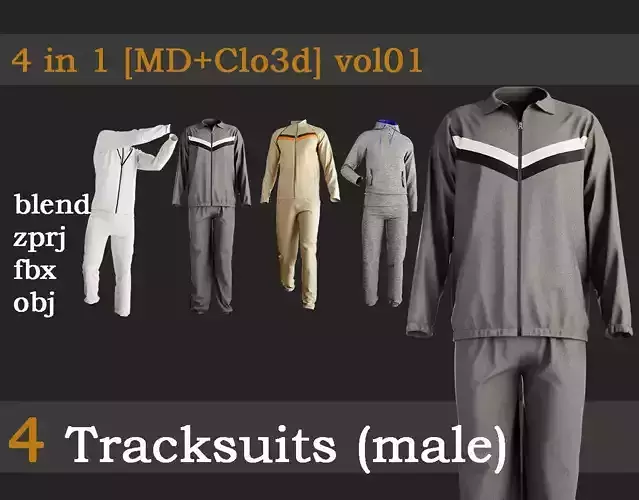4 Tracksuits for men vol01 3D model
