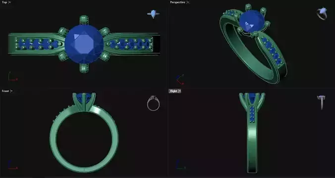 Six Prong Engagement Ring with sidestones 