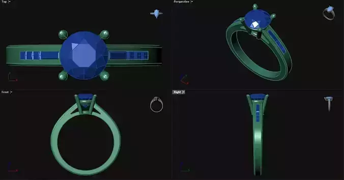 1ct Engagement Ring with Princess and Baguette sidestones 