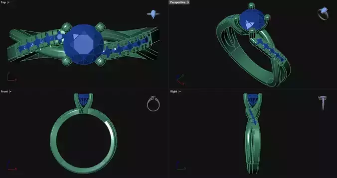 Entwined Split Engagement Ring with sidestones 