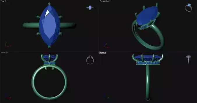 Marquise Center with Gallery Stones Engagement Ring