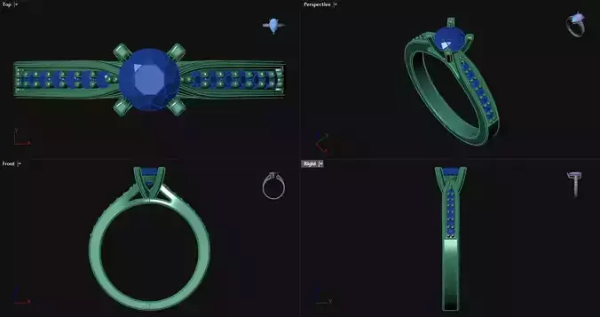 Cathedral Engagement Ring with sidestones 