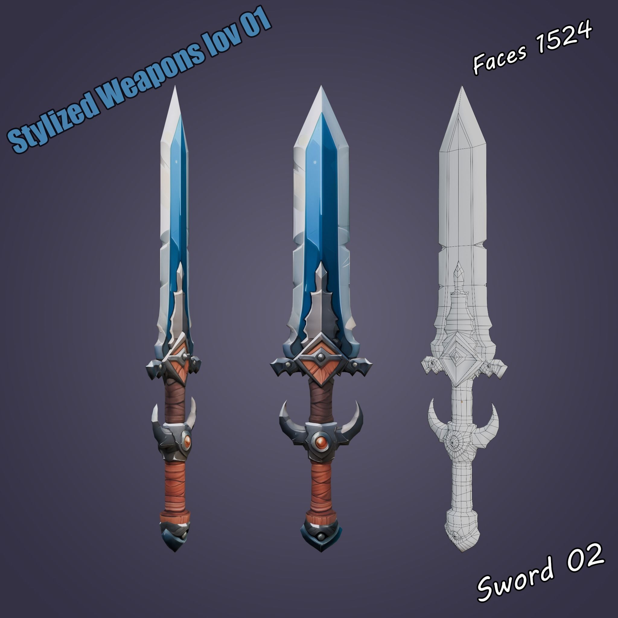 Stylized Weapons lov 01 Low-poly 3D model_7