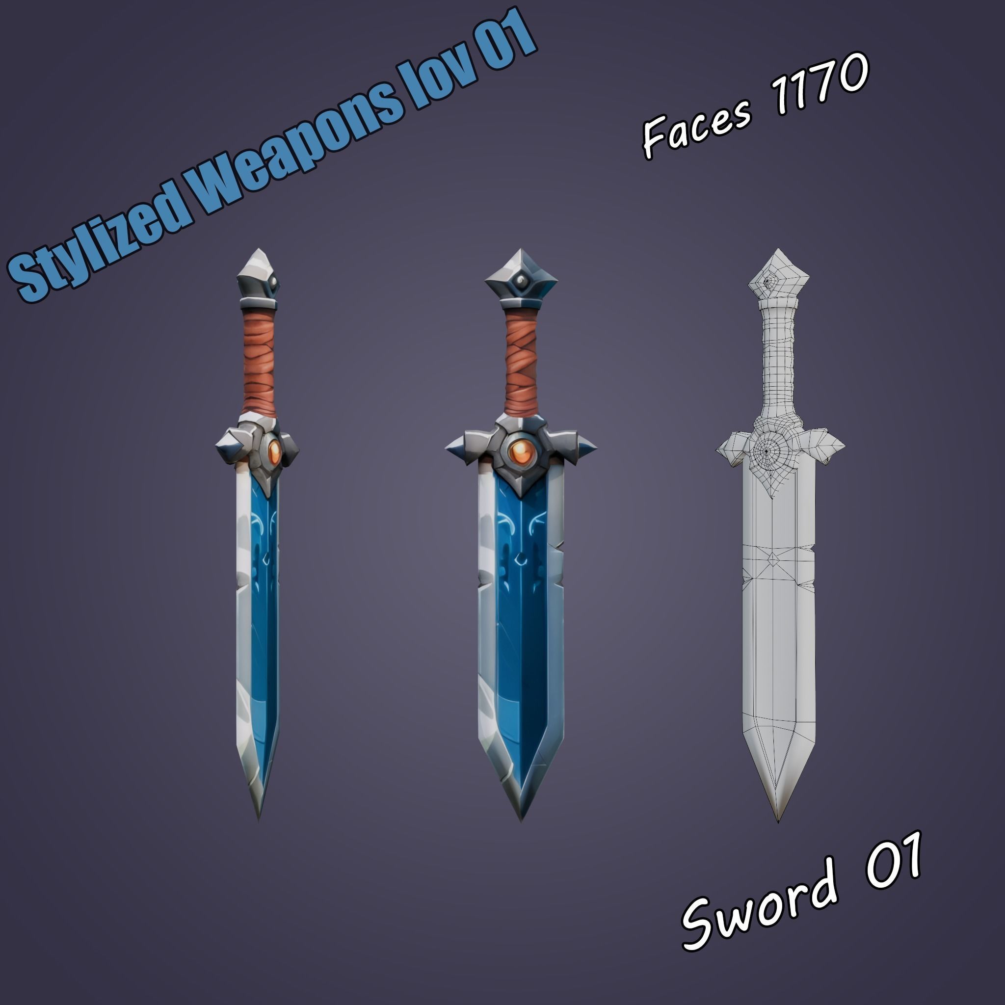 Stylized Weapons lov 01 Low-poly 3D model_6