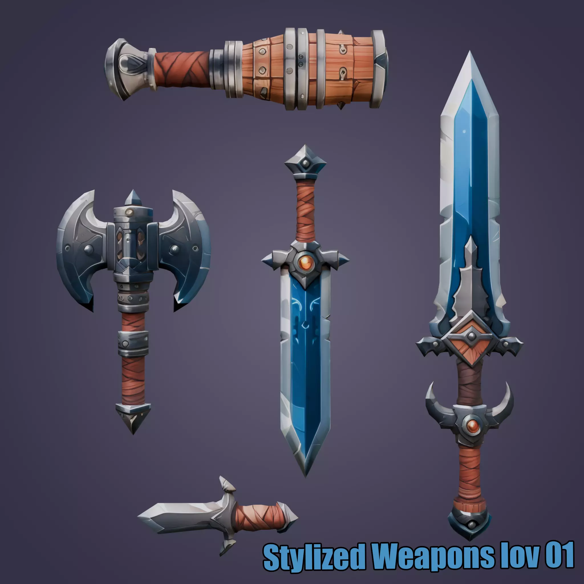 Stylized Weapons lov 01 Low-poly 3D model_0