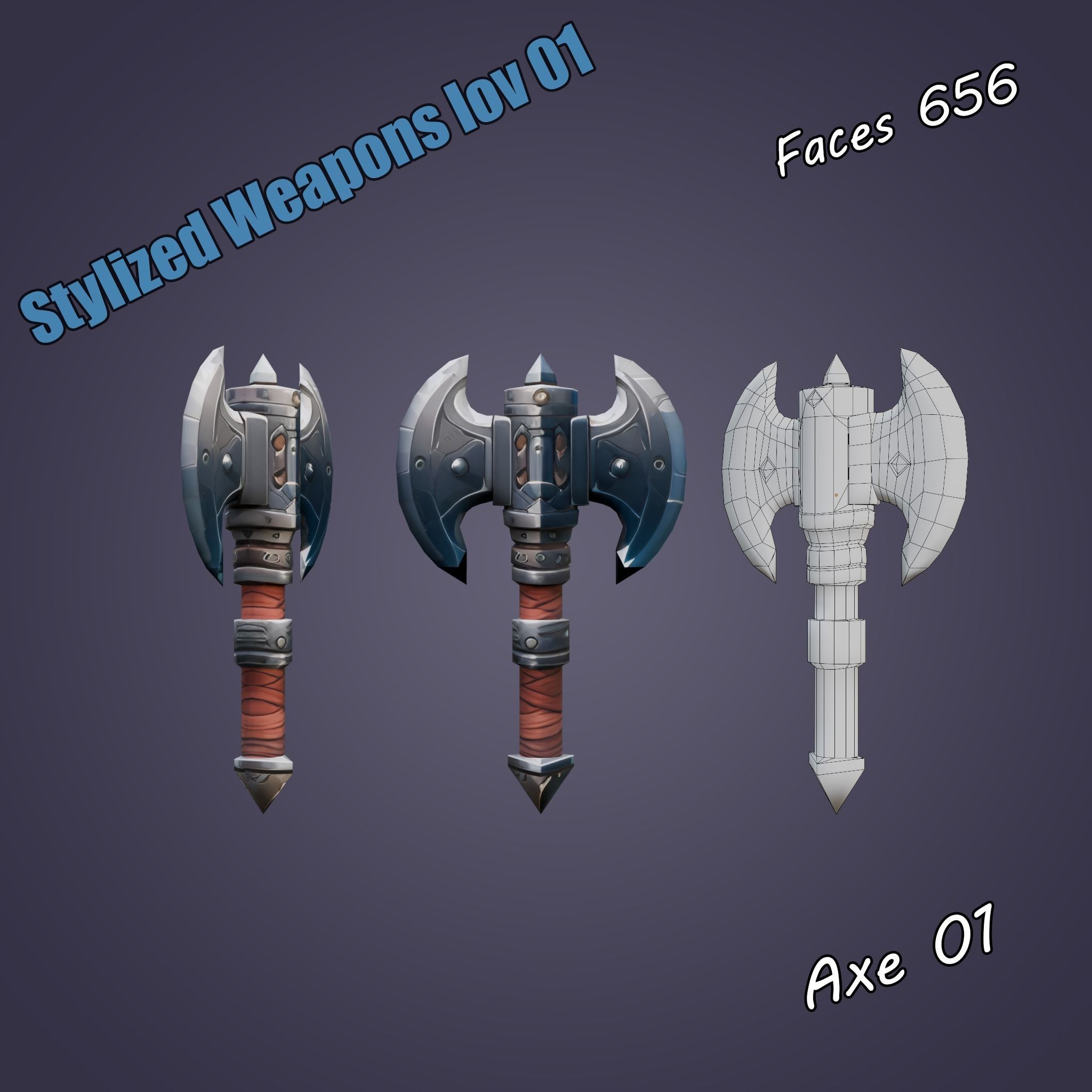 Stylized Weapons lov 01 Low-poly 3D model_8