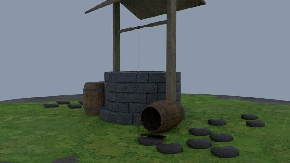 water well environment Low-poly 3D model_3