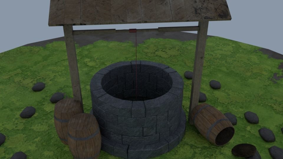 water well environment Low-poly 3D model_4