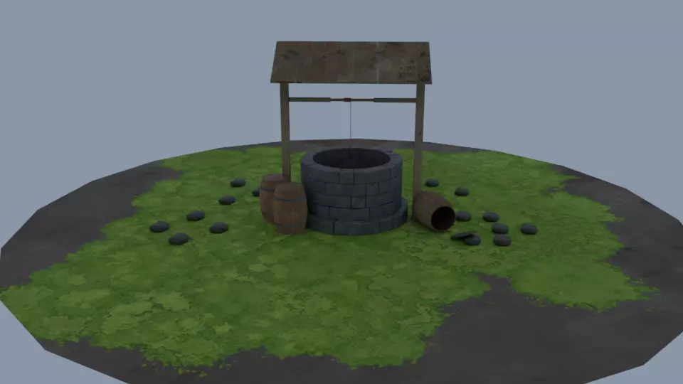 water well environment Low-poly 3D model_0