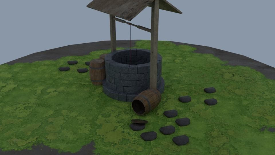 water well environment Low-poly 3D model_1
