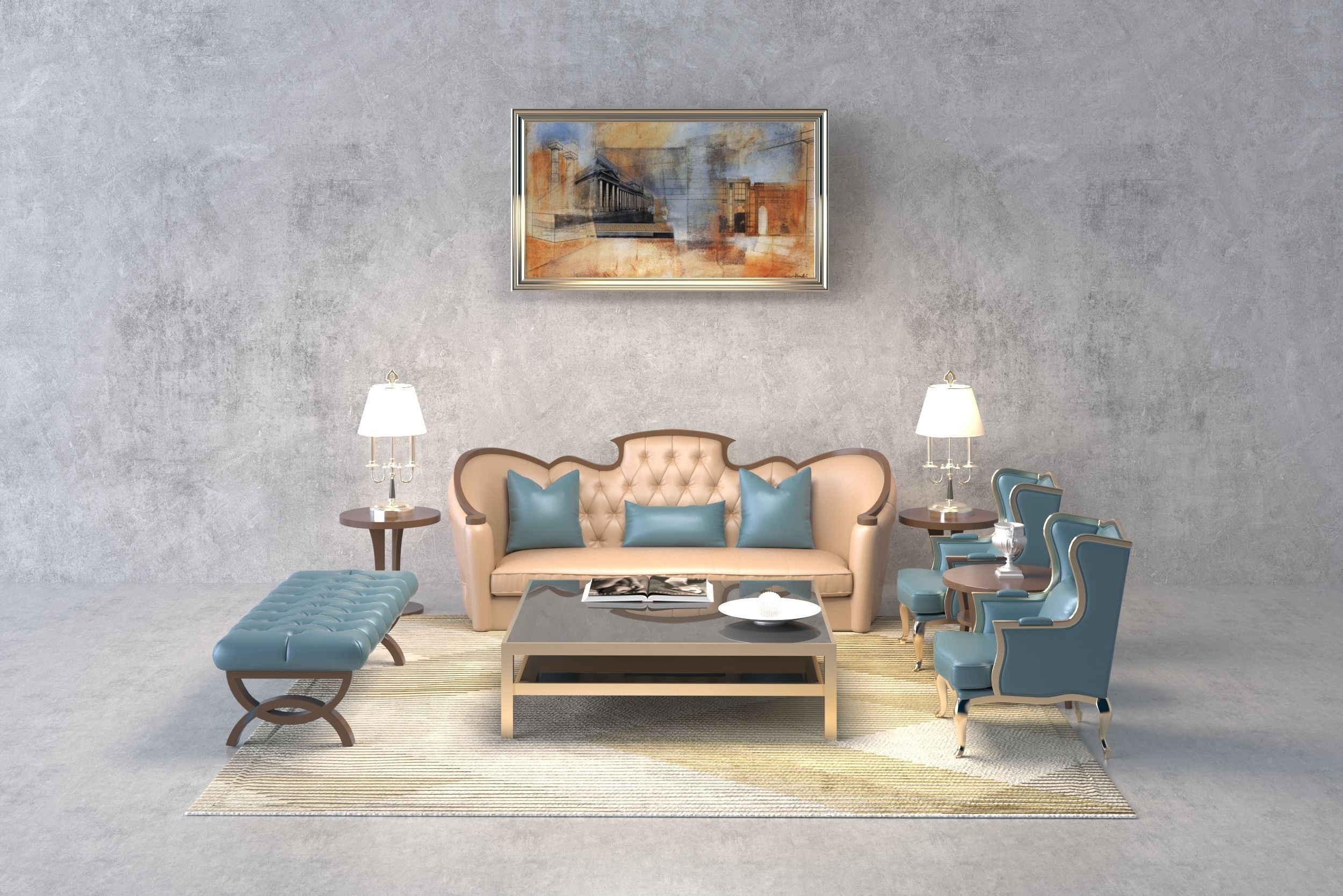 SET Sofa-High poly 3D model -Living Room 3D model_3